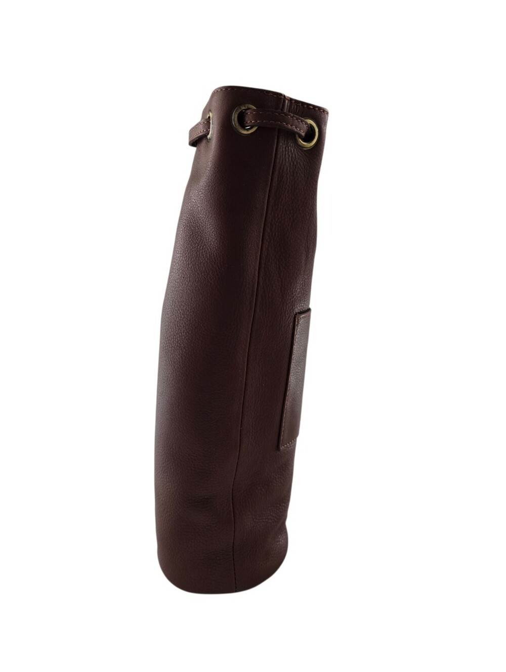 Bellino Leather Wine Bottle Carrier Brown Drawstring Travel Tote Barware Holder - Picture 3 of 6